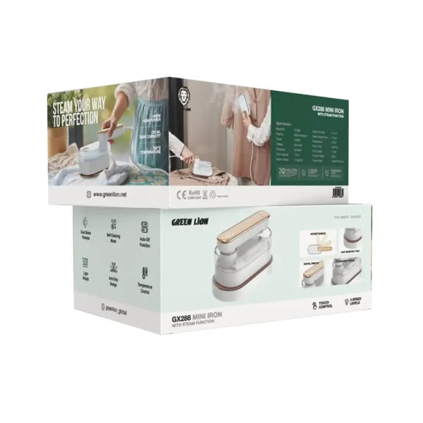 مكواة جرين لايون GX288 صغيرة الحجم مع وظيفة البخار - أبيض