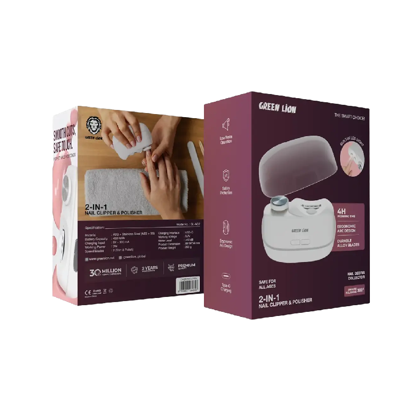 Green Lion 2-In-1 Nail Clipper and Polisher - White