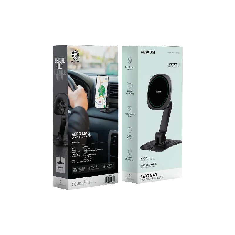 Green Lion Aero Mag Car Phone Holder - Black