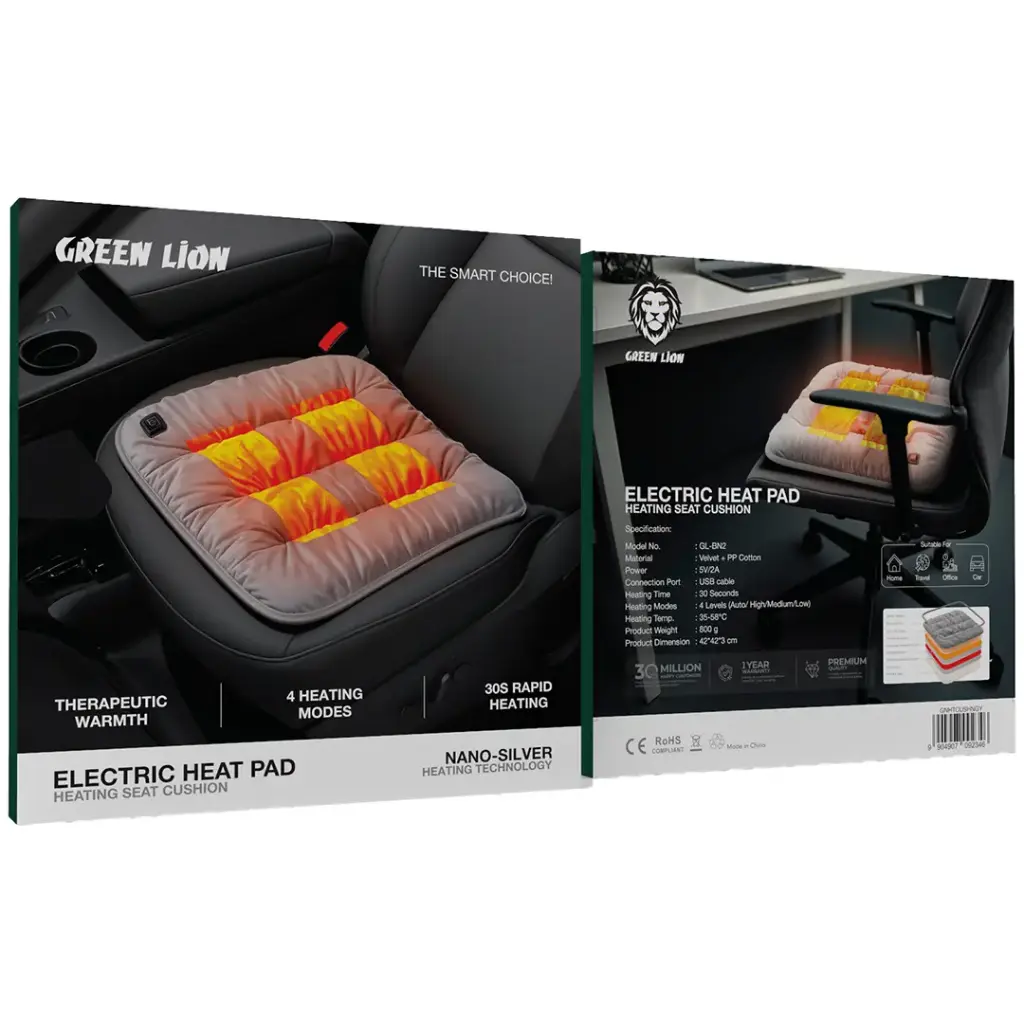 Green Lion Electric Heat Pad Heating (Seat Cushion) / Gray