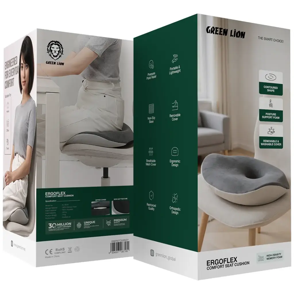 Green Lion Ergoflex Comfort Seat Cushion - Gray