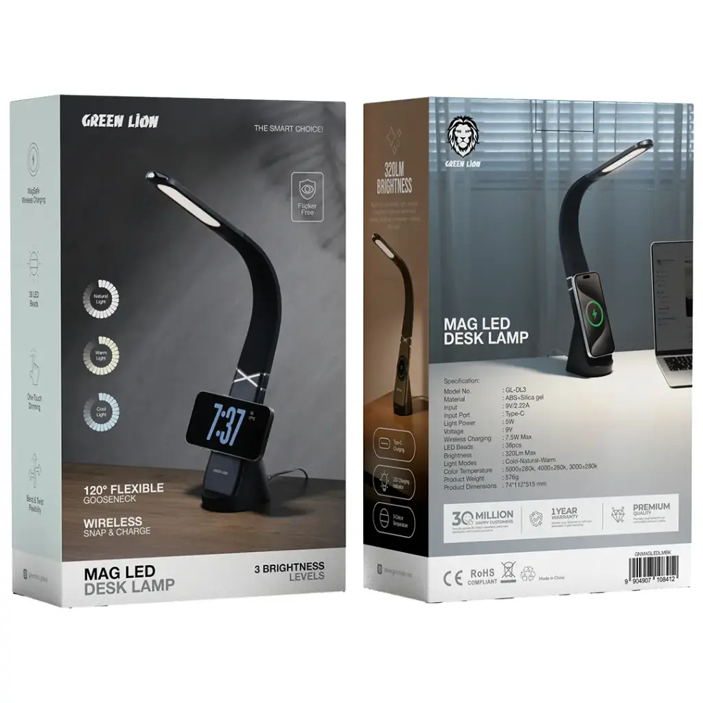 مصباح مكتب Green Lion Mag LED - أسود