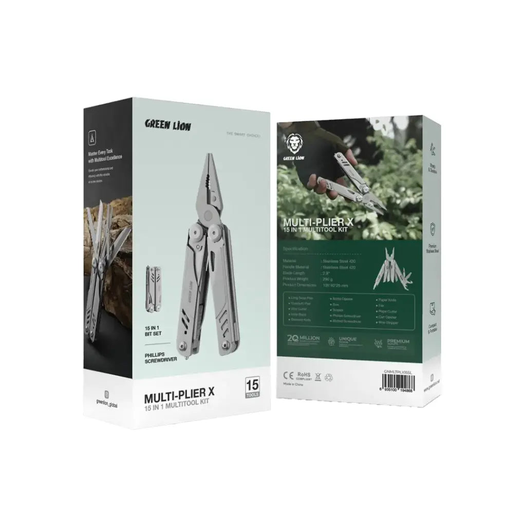 Green Lion Multi-Plier X 15 In 1 Multi Tool Kit - Silver