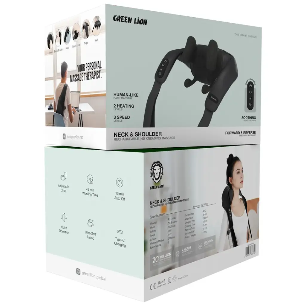 Green Lion Neck & Shoulder Rechargeable (4D kneading Massage) _ Black