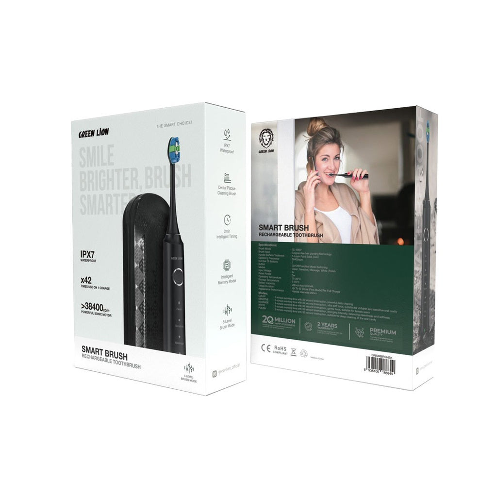 Green Lion Smart Brush Rechargeable Toothbrush - Black