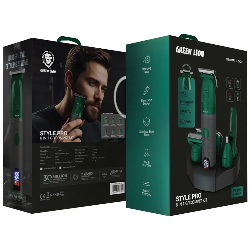 Green Lion Style Pro 6-In-1 Grooming Kit - Green