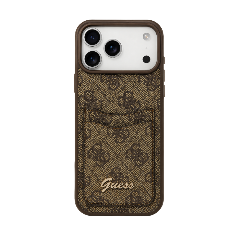 جراب Guess PU بفتحات بطاقات وشعار معدني 17 Pro Max