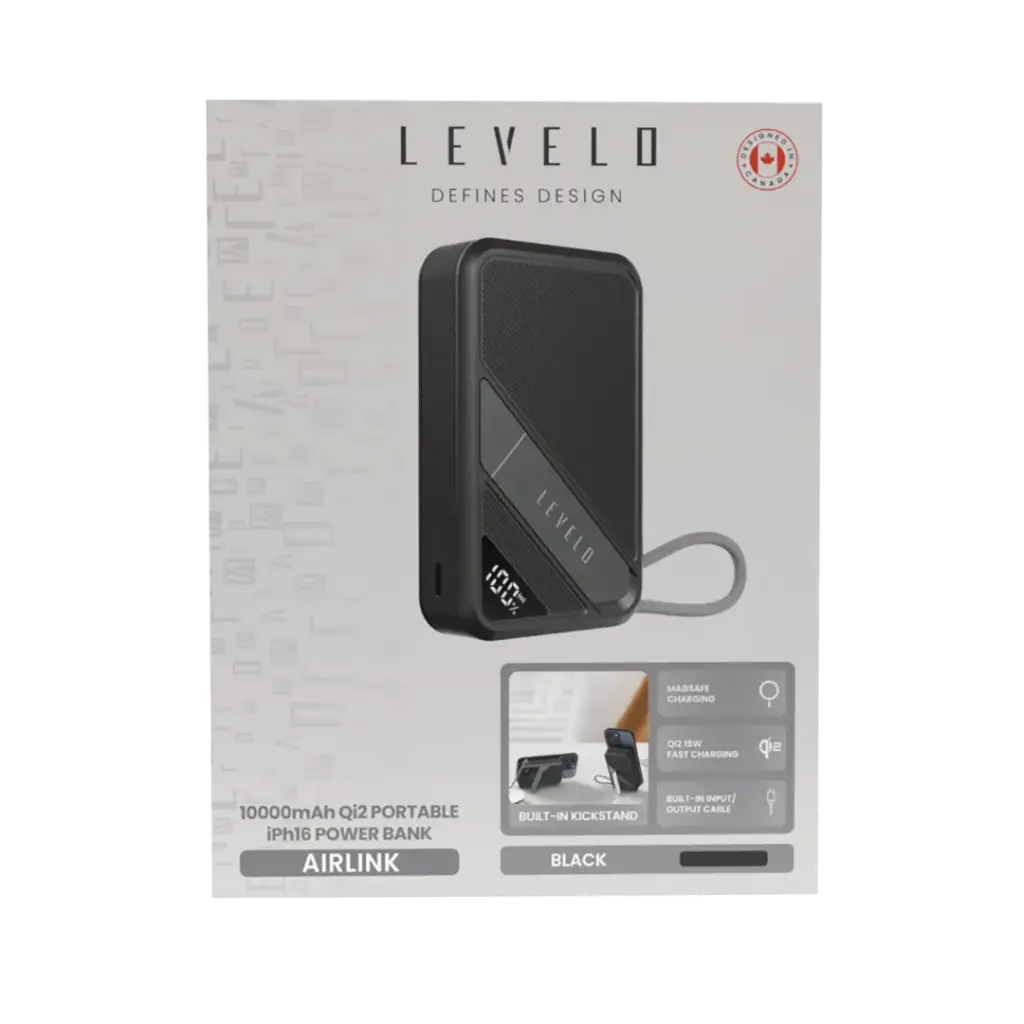 Levelo AirLink 10000mAh MagSafe Power Bank - Black