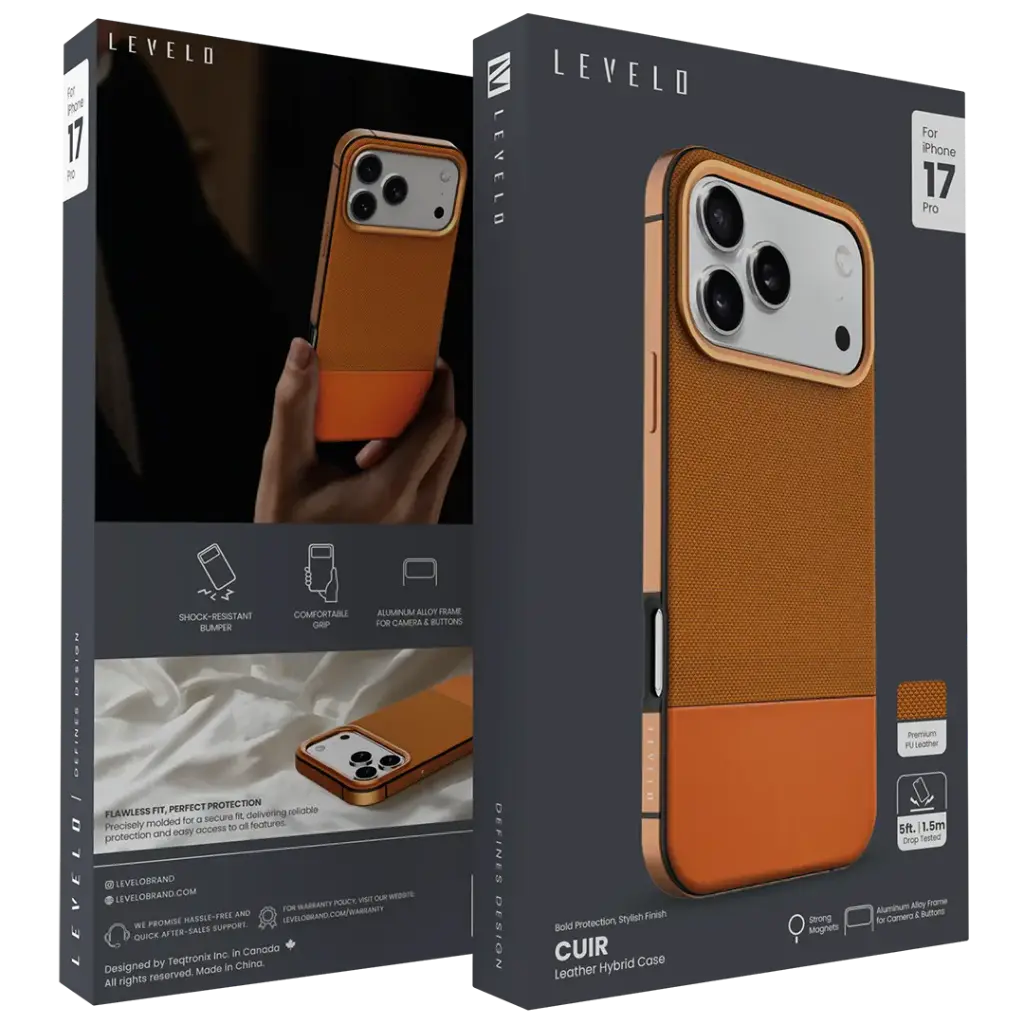 Levelo Cuir Leather Hybrid Case for iPhone 17 Pro Max