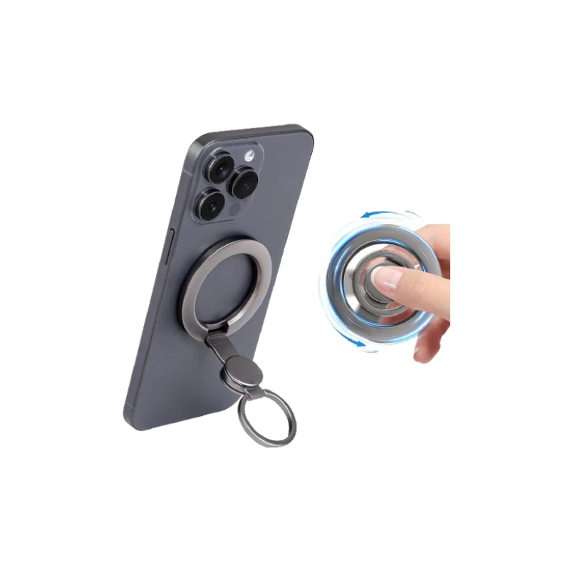 Magnetic Phone Ring Holder with Kickstand & Hook Function