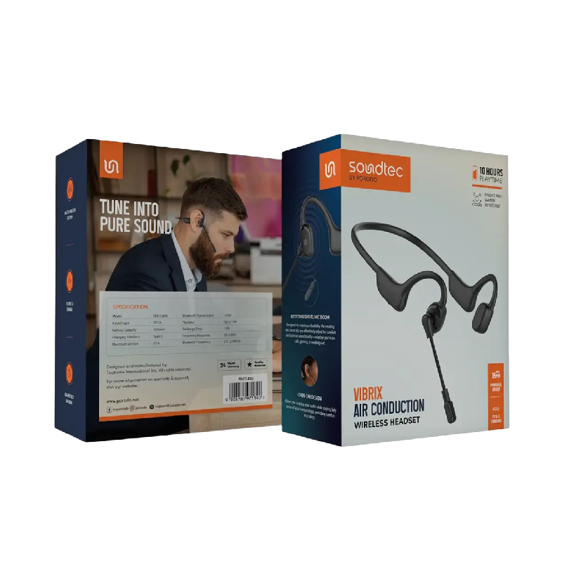 Porodo Soundtec Vibrix Air Conduction Wireless Headset - Black