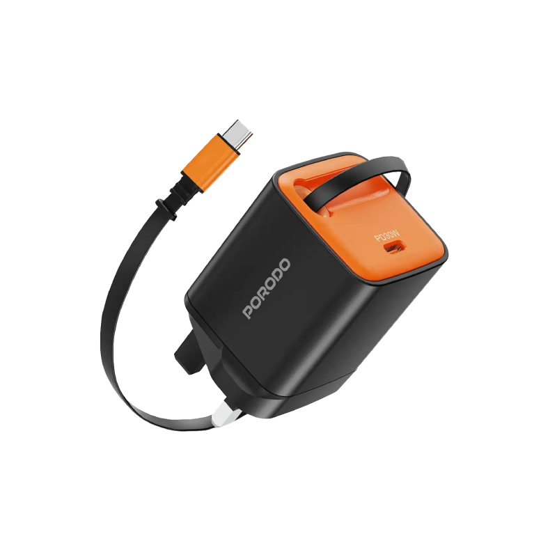 شاحن بورودو تيزباترو 30 واط جان مع كابل USB-C قابل للسحب