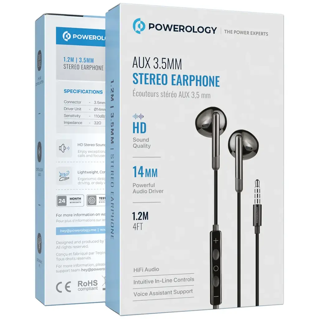Powerology AUX 3.5mm Stereo Earphone