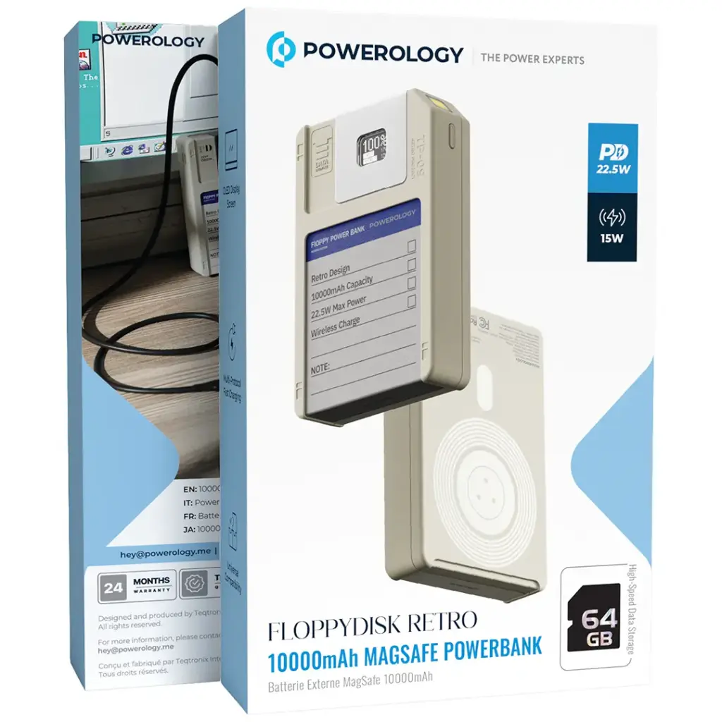 Powerology Floppydisk Retro 10000mAh MagSafe Power bank - White