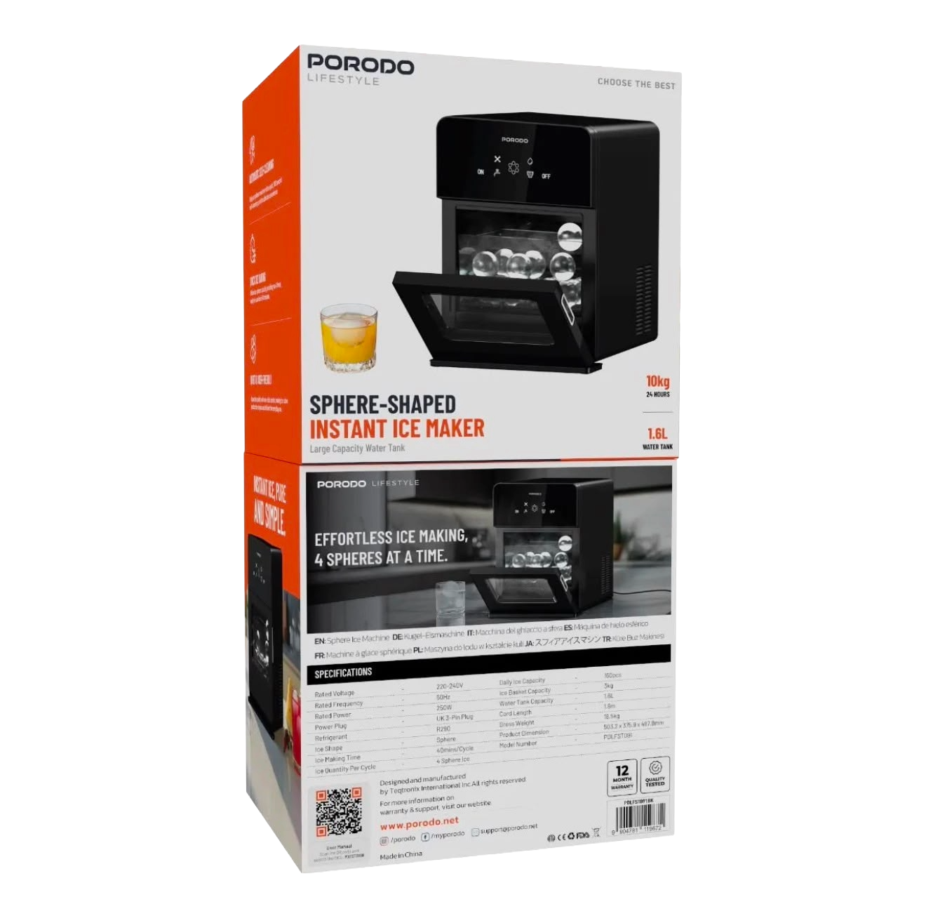 Porodo Lifestyle Sphere Ice Machine - Black