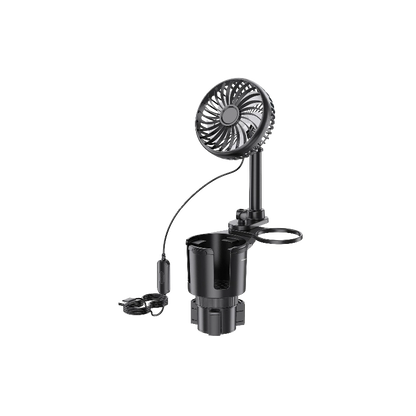 Green Lion Drive Fan Duo 2-In-1 Cup Holder with Car Fan - Black