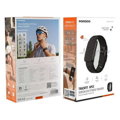 Porodo TrackFit Apex Screenless Fitness Tracker with ECG – Black