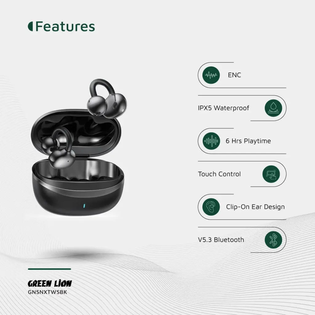 Green Lion Sonix Clip On Earbuds