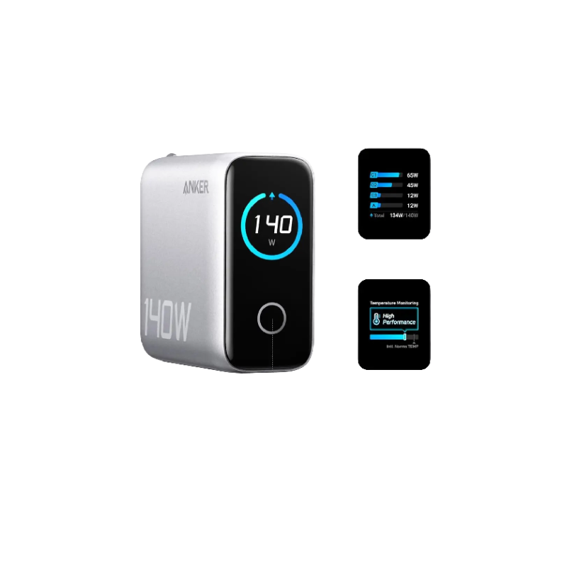 Anker Charger (100W, 3 Ports, Smart Display)