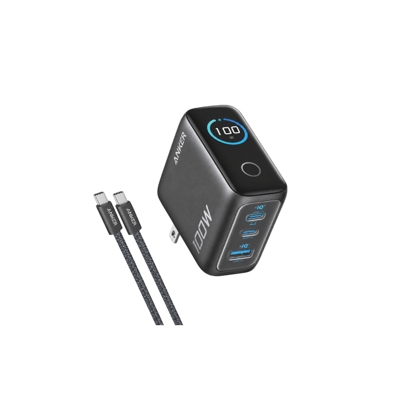 Anker Charger (100W, 3 Ports, Smart Display)