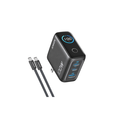 Anker Charger (100W, 3 Ports, Smart Display)