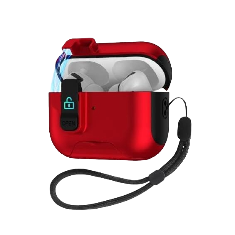 Compatible with Airpods pro 3 Case Cover with Lock Clip-(red)