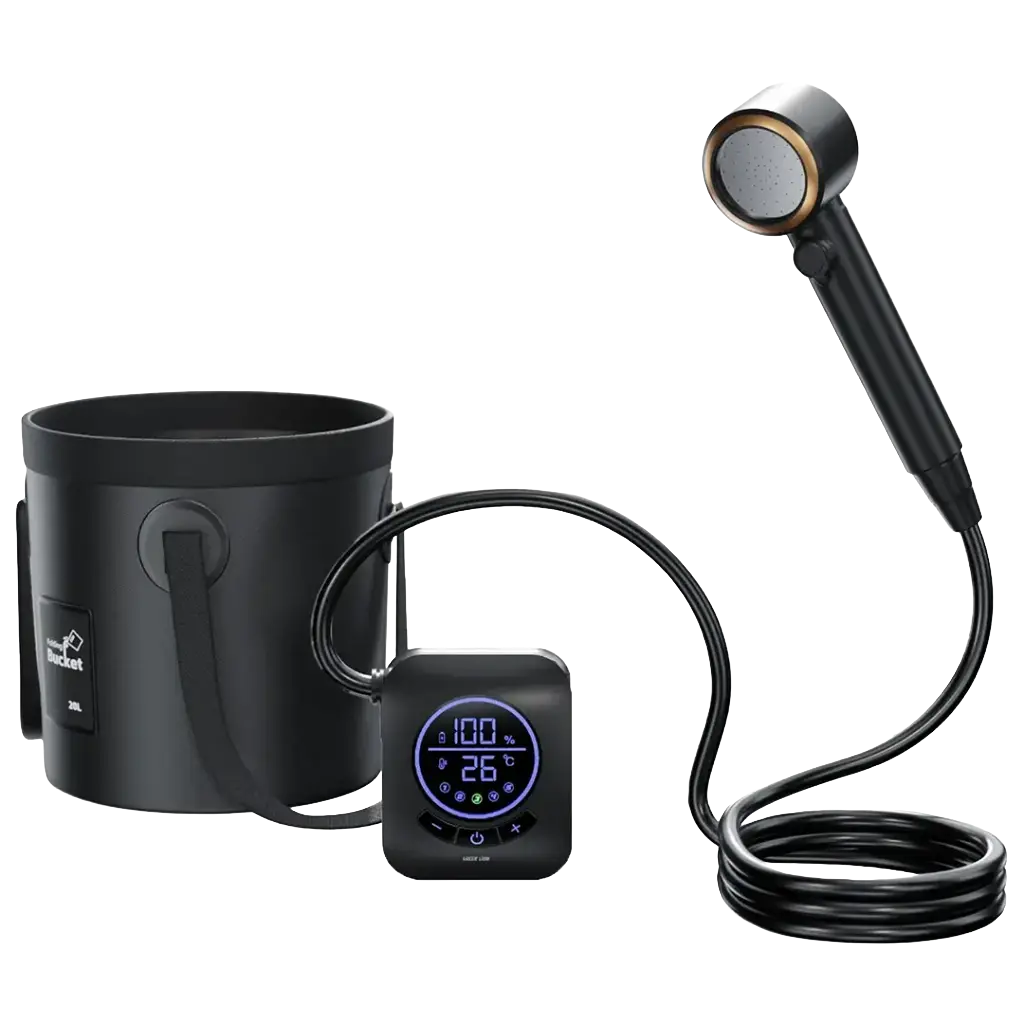 Green Lion Camping Shower with Intelligent Digital Display - Black