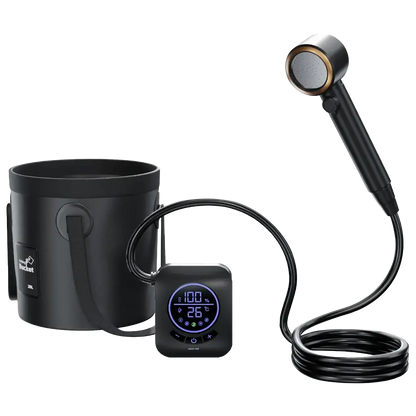 Green Lion Camping Shower with Intelligent Digital Display - Black