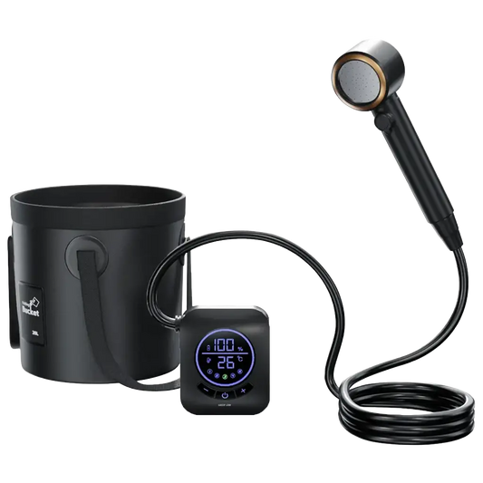Green Lion Camping Shower with Intelligent Digital Display - Black
