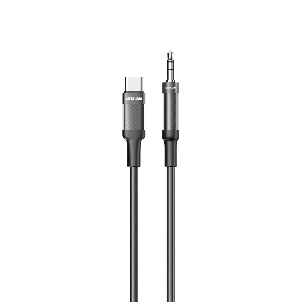 Green Lion USB-C to AUX Braided Cable 1M - Black
