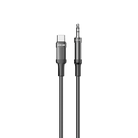Green Lion USB-C to AUX Braided Cable 1M - Black