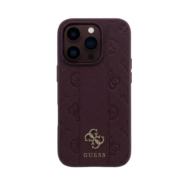 GUESS BURGUNDY MONOGRAM CARD-STYLE PHONE CASE
