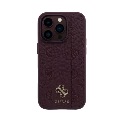 GUESS BURGUNDY MONOGRAM CARD-STYLE PHONE CASE