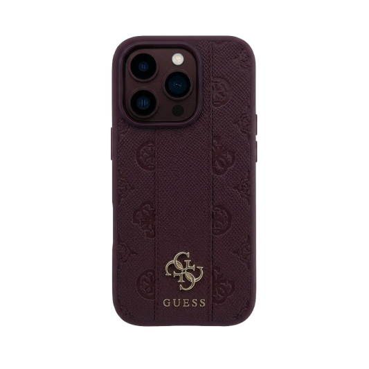 GUESS BURGUNDY MONOGRAM CARD-STYLE PHONE CASE
