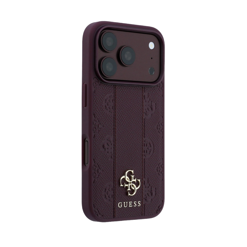 GUESS BURGUNDY MONOGRAM CARD-STYLE PHONE CASE