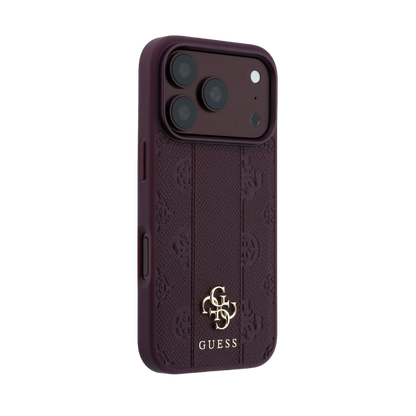 GUESS BURGUNDY MONOGRAM CARD-STYLE PHONE CASE