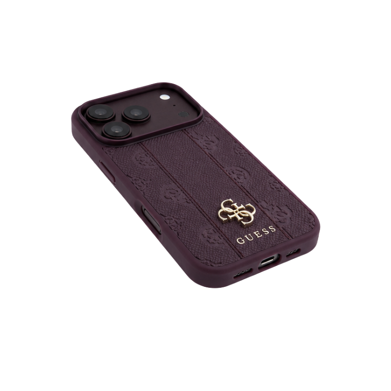 GUESS BURGUNDY MONOGRAM CARD-STYLE PHONE CASE