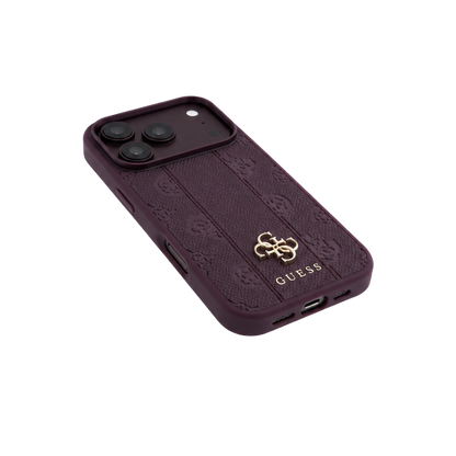 GUESS BURGUNDY MONOGRAM CARD-STYLE PHONE CASE
