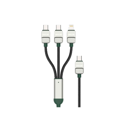 Green Lion 3-in-1 Cable Braided Type-C to C+C+L - Black