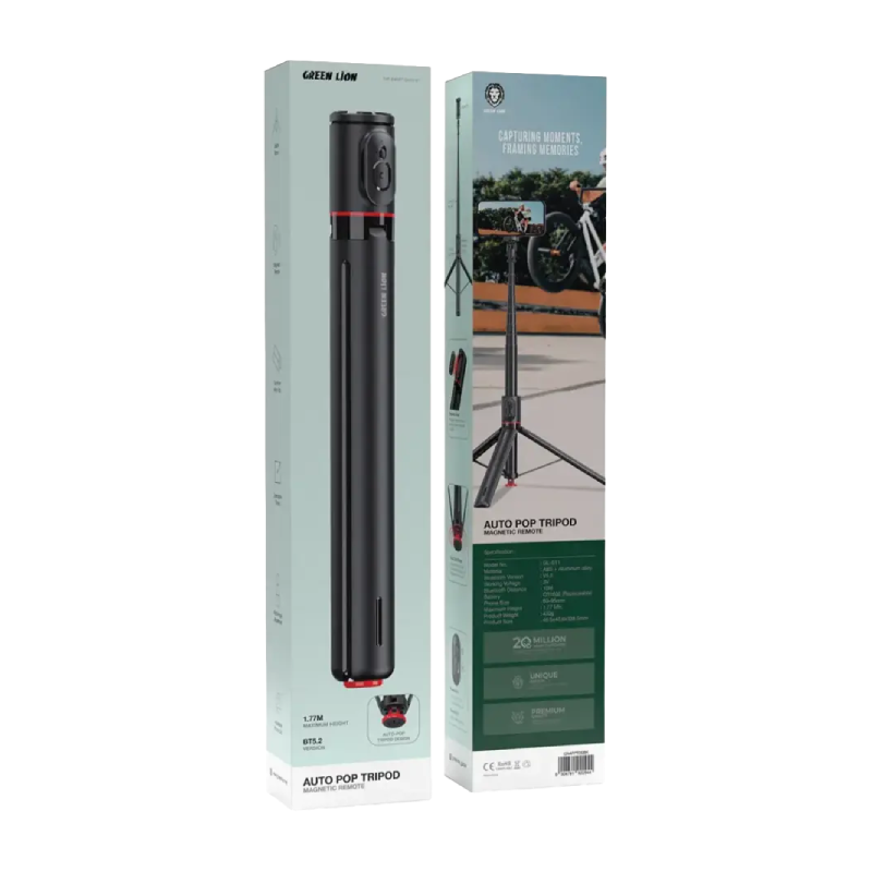 Green Lion Auto Pop Tripod Magnetic Remote - Black