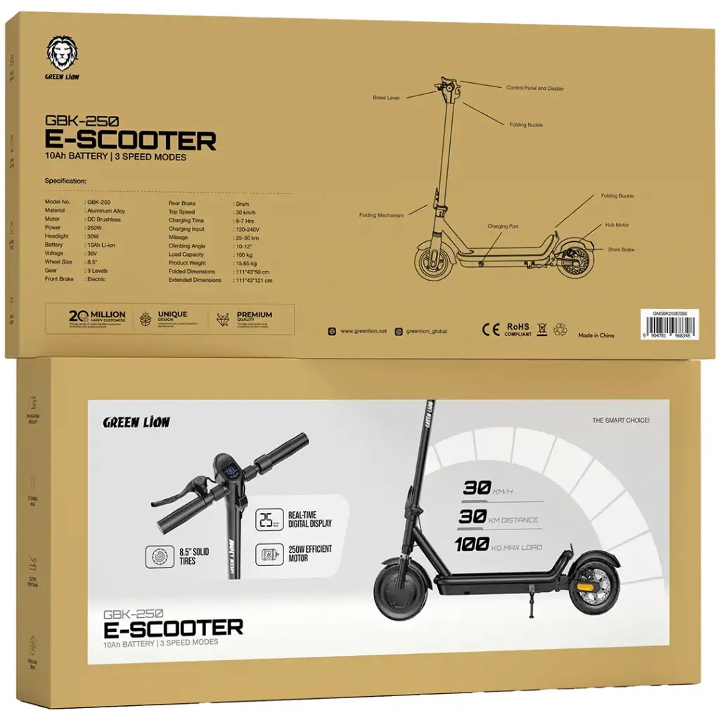 Green Lion GBK-250 E-Scooter - Black
