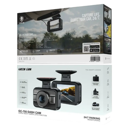 Green Lion GC-700 Dash Cam with Super Night Vision & GPS Function - Black