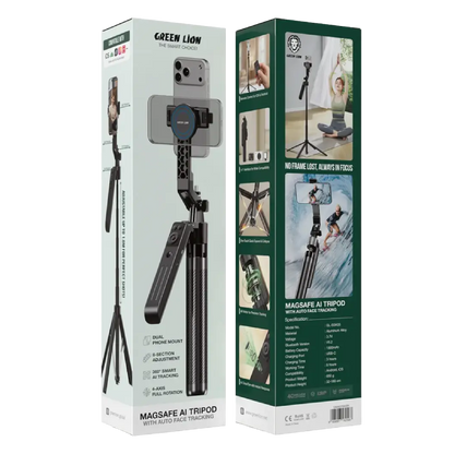 Green Lion MagSafe AI Tripod With Auto Face Tracking - Black