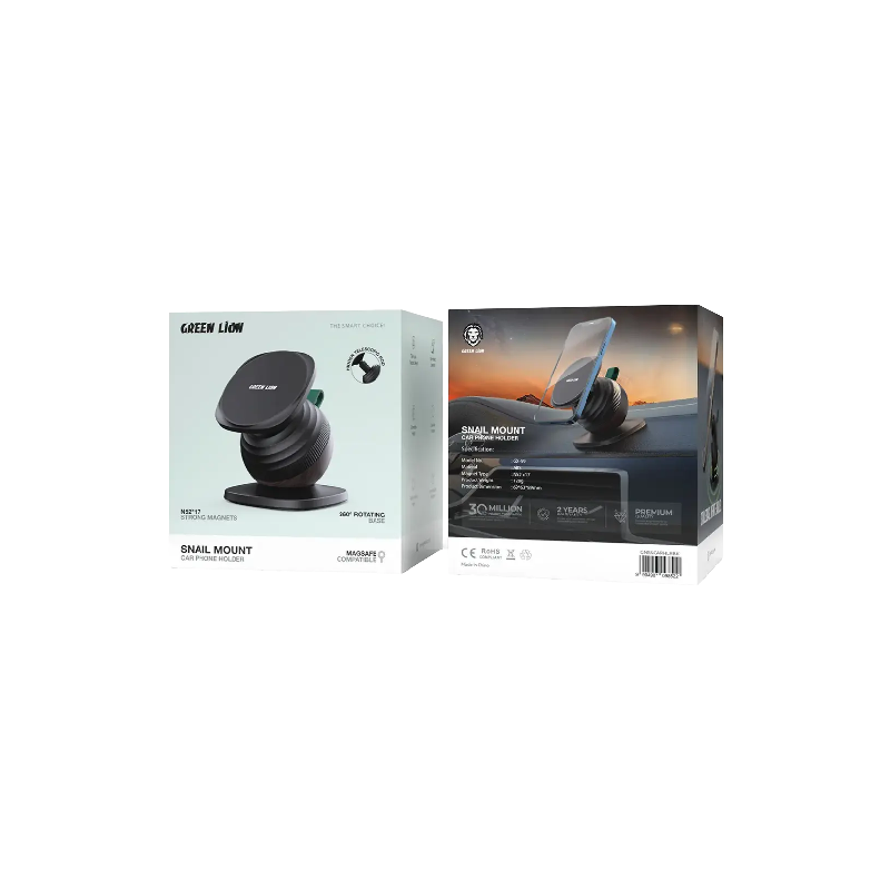 Green Lion Snail Mount Car Phone Holder - Black