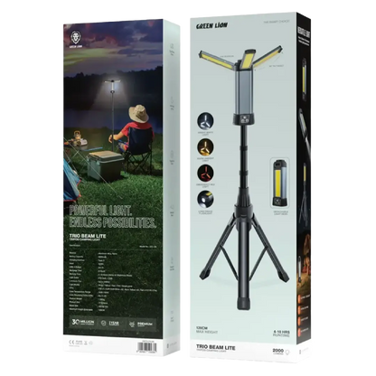 Green Lion Trio Beam Lite Tripod Camping Light - Black