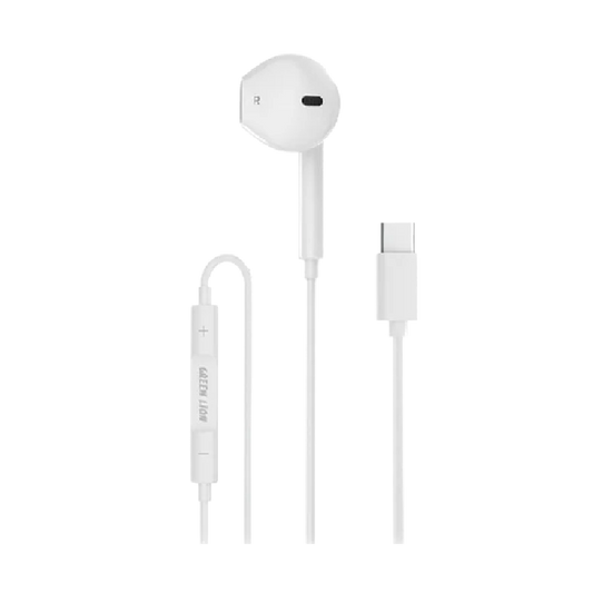 Green Lion Wired Mono Earphones with Type-C Connector - White