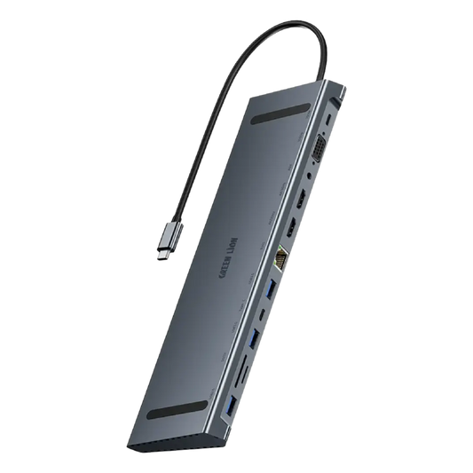 Green Lion 12-in-1 4K HDMI Ethernet USB-C Hub - Gray