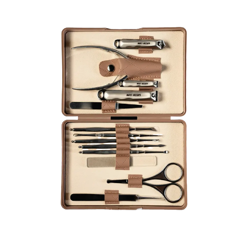 Green Lion 13-In-1 Manicure Kit - Brown