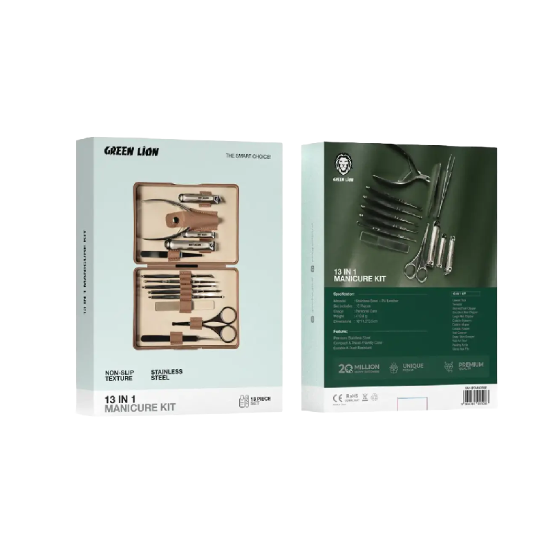 Green Lion 13-In-1 Manicure Kit - Brown