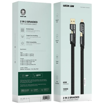 Green Lion 2-In-2 Braided Fast Charging Cable